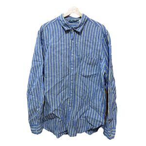 Boden Men's Blue Yellow Striped Long Sleeve 100%‎ Linen Button Front Size XL EUC